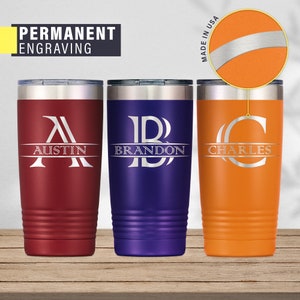 Personalisierte Initialen Becher, 20 Unze isolierte benutzerdefinierte Becher Edelstahl personalisierte Geschenke, Valentinstagsgeschenk, Jubiläum, Geburtstage