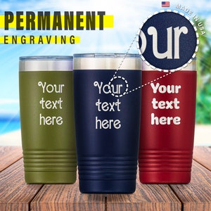 Personlig mugg med lock, lasergraverad, 20 oz kaffemugg. Alla hjärtans dag, present till honom och henne.