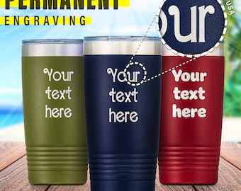 Personalized Tumbler with Lid Laser Engraved 20 oz Coffee Tumbler. Valentine&#39;s Day, His and Her Gift