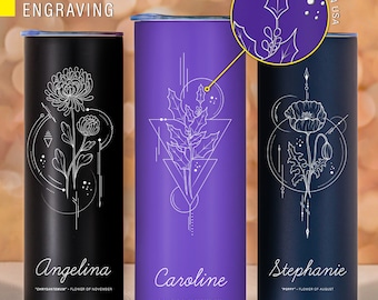 Birthday Month Flower Tumbler, Birthday Flower, Birth Month Floral Tumbler, Personalized Tumbler, Flower Tumbler