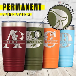 Personalized Initials Tumblers, 20 Oz Insulated Custom Tumbler Stainless Steel Personalized Gifts