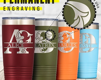 Personalized Initials Tumblers, 20 Oz Insulated Custom Tumbler Stainless Steel Personalized Gifts