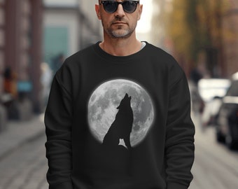 Howling Wolf Sweatshirt, Wolf and Moon Sweatshirt, Gift For Wolf Lover, Wolf Spirit Animal Sweater, Wolf Graphic Jumper, Wolf Moon Tee Shirt