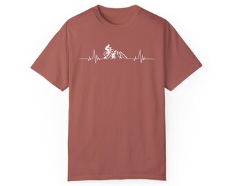 Mountain Bike Shirt, Mountain Biker Gift, Mountain Biking Shirt, Heartbeat Shirt, Mountain Biker Shirt,Unisex Garment-Dyed T-shirt