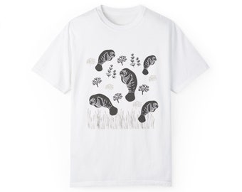 Manatee Cottagecore Shirt, Respect the Locals shirt, Manatee Gifts, Florida Manatee, Marine Biology shirt, Unisex Garment-Dyed T-shirt