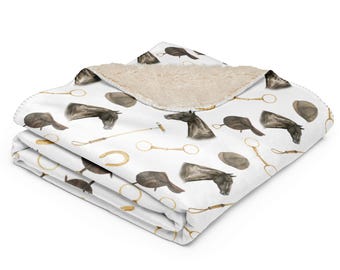 Horse & Helmet Sherpa Blanket