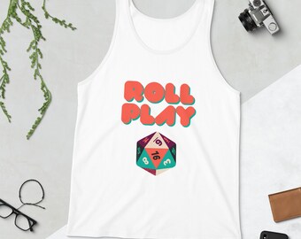 Camiseta regata Roll Play Dice Logo, Camiseta Dungeons and Dragons, Camiseta regata unissex Gamer Gift