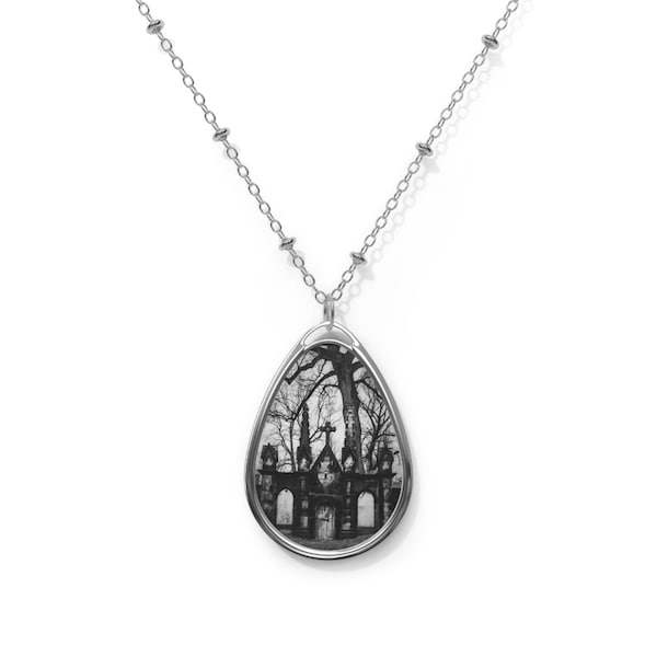 Serenity Now Oval Necklace | Gothic Pendant | Gothic Necklace | Cemetery Photography | Cemetery Art | Gothic Fine Art | Occult Gifts