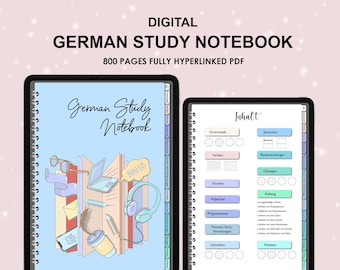 German Study Notebook, Language Learning Planner, Digital Language Notebook, Study Journal, Language Learning Template