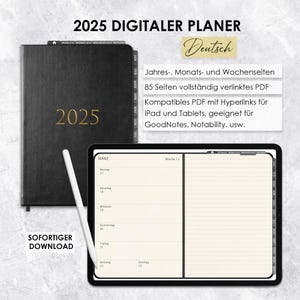 2025 Digital Planner German, minimalist digital planner, classic planner, monthly planner, weekly planner, digital calendar