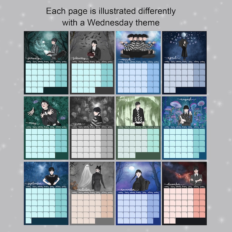 Wednesday Addams 2025 Calendar Printable Monthly Calendar for Etsy UK