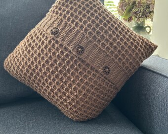 Patrón de funda de cojín de crochet - Punto gofre 16 x 16 pulgadas