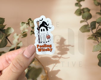 Witchy Ghost Sticker: Water-Resistant Fall Decor