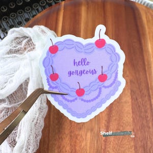 Hello Gorgeous Heart Cake Sticker | Vintage Heart Cake Sticker | Heart Cake | Girlie Kindle Sticker