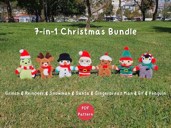 Crochet Christmas Pattern Bundle | Santa, Elf, Reindeer (PDF Download)