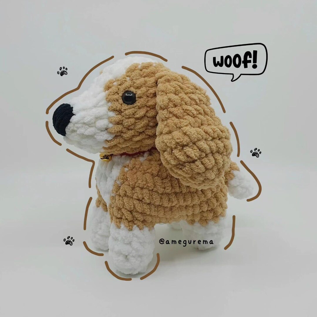 Handmade Beagle Puppy Plush Crochet Soft Dog Cuddle Toy Cute Amigurumi