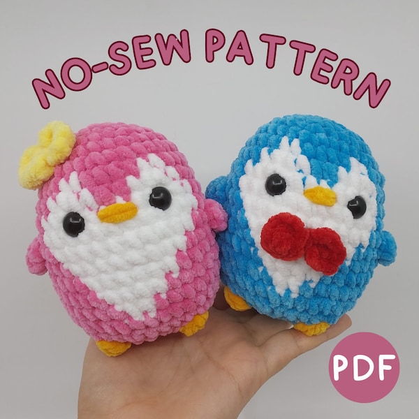 NO SEW Crochet Heart Penguin | PDF Download Pattern | Valentines Day Mini Amigurumi Penguin | Easy Crochet