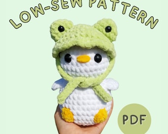 Modello all'uncinetto per paperella: cucito a mano, cappello a forma di rana (download PDF)