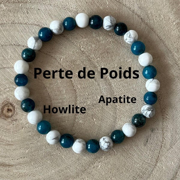 Bracelet Perte de Poids en pierres naturelles Howlite et Apatite - Perfectionnez votre bien-être avec ces perles, uniques et énergétiques