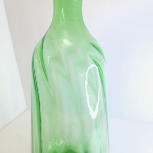Vintage Green Hand Blown Art Glass Bottle Vase Large 13&quot; Excellent Condition