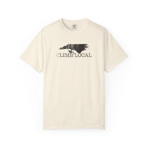 Men's T Shirt North Carolina Rock Climbing-Climb Local Cotton Shirt-by Gravel Ivory