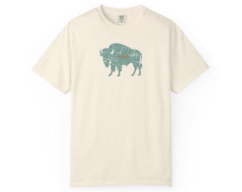 Koszulka z sylwetką bizona Roam Bison | Rustykalny wzór Western Buffalo