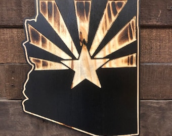 Rustic Wood Arizona State Flag Sign