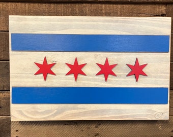 Rustic Wood Chicago Flag: Personalized City Souvenir