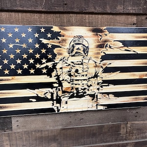 Torn Soldier American Flag, Wood Flag, Personalized Flag, Military Wooden American Flag, Military Sign
