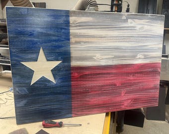 Whitewashed Texas Wood Flag: Personalized State Flag