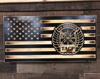 TACP Wooden American Flag, Air Force Tactical Air Control, Military Gift