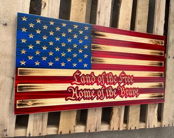Land of the Free Wood Flag: American Pride Decor