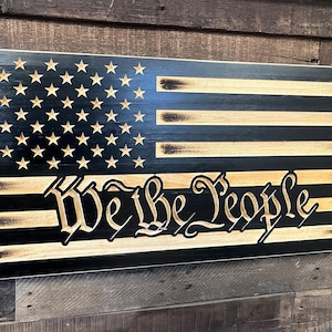 We The People American Flag, United States Constitution Sign, Personalized American Flag,  Wooden Flag, United States Constitution