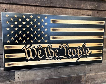 Rustic Wood We The People American Flag: Patriotic Wall Art