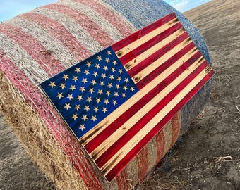 Wooden American Flag, Rustic Wood Flag