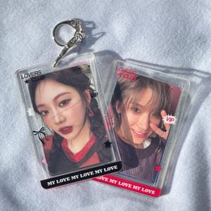 Kpop dubbelzijdige fotokaarthouder Korean Idol transparant acryl | Koreaanse fotolijst, leuk cadeau, Photocard-accessoires, Kpop-sleutelhanger