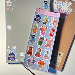 handmade calico critter version 2 glossy sticker sheets , kawaii japanese stickers, journal korean stationery