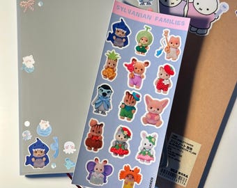 handmade calico critter version 2 glossy sticker sheets , kawaii japanese stickers, journal korean stationery