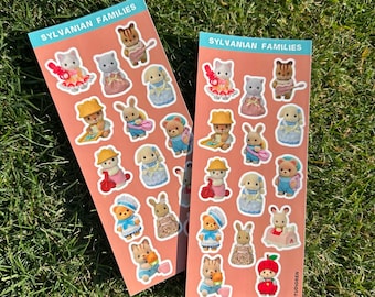 Handmade calico critter glossy sticker sheet | Cute Stickers, Deco, Korean Stationery, Penpal, Journaling, Planner Stickers, Kawaii