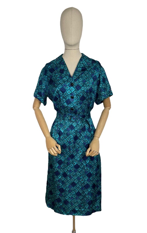 Original Late 1950's Belted Artificial Silk Wiggl… - image 2