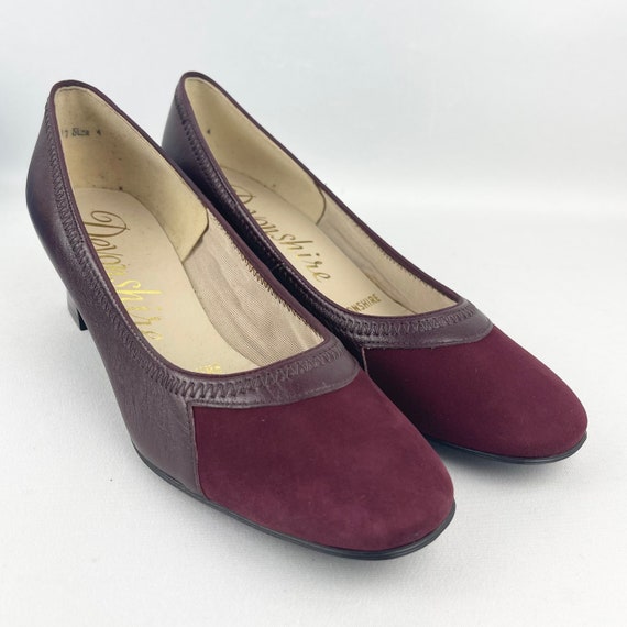 Original 1950's 1960's Burgundy Suede and Leather… - image 6