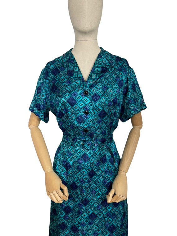 Original Late 1950's Belted Artificial Silk Wiggl… - image 3