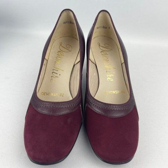 Original 1950's 1960's Burgundy Suede and Leather… - image 7