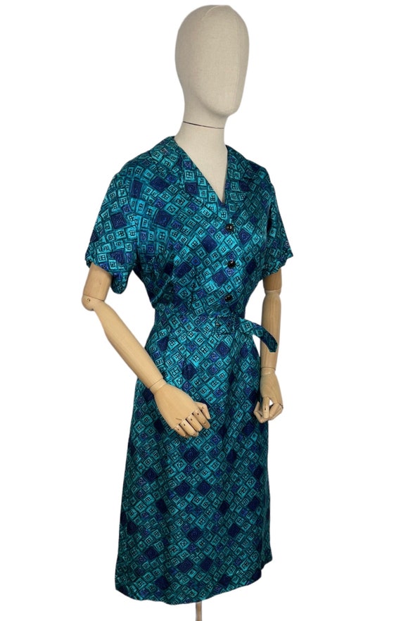 Original Late 1950's Belted Artificial Silk Wiggl… - image 8