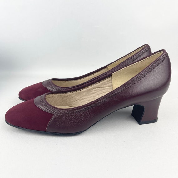 Original 1950's 1960's Burgundy Suede and Leather… - image 4