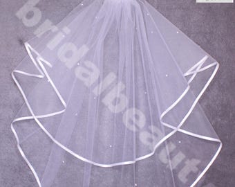 UK Girls 2T White or Ivory First Holy Communion Veil with rhinestone Crystals Diamante and Comb, Baptism