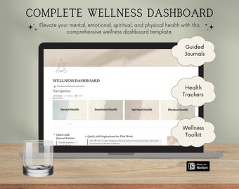 Notion Wellness Dashboard Template - Self-Care, Mental, Emotional, Physical, Spiritual Health Journals