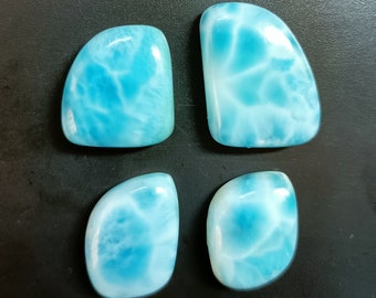 AAA Quality Larimar Cabochon, Naturals Larimar Cabochon, Larimar Gemstone, Larimar Cabochon For Making Pendant, 4 Peices, Weight 71.2 Carats