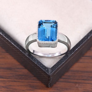 Topazio blu naturale, anello in argento sterling 925, anello con topazio blu, anello con pietra preziosa
