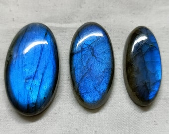 AAA Quality Labradorite Cabochon, Natural Labradorite Cabochon, Labradorite Cabochon Gemstone, Making Pendant, 3 Pieces, Weight 110.3Carats